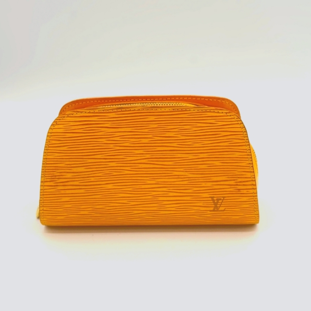Louis Vuitton Dauphine Yellow and Purple Cosmetic Bag with Elegant Texture